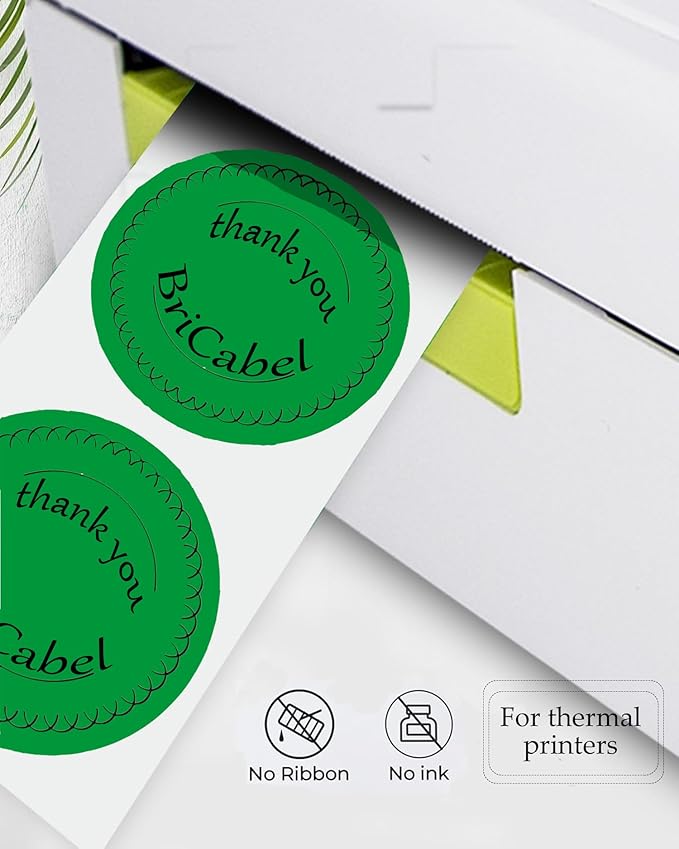 4 Inch Large Green Circle Thermal Labels, Self-Adhesive Round Inventory Stickers, Multi-Purpose Round Roll Thermal Printing Stickers for Business and Domestic Use-300 Labels/Roll