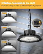 UFO LED High Bay Light 200W 6 Pack, High Bay LED Shop Light 30,000LM 0-10V Dimmable, 5' Cable with US Plug, Hanging Hook, Safe Rope, ETL Listed High Bay for Warehouse Factory Barn Shop