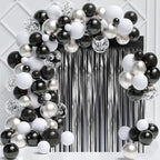 3 Pack 3.3 x 8.2 ft Matte Black Foil Fringe Backdrop Curtains,Gray Tinsel Streamers Party Decorations, Fringe Backdrop, Door Shimmer for New Years, Halloween, Black Theme Party
