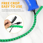 Spiral Cable Wrap, 16.4ft, 33ft Wire Protection Sleeve Cover Cable Organizer Pipe Flexible Spiral Wrap Winding Tube Prevent Cat from Chewing Cables (Green, 10mm (3/8")-16.4ft)