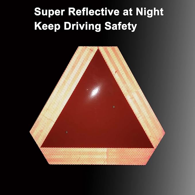 3 Pack Slow Moving Vehicle Sign,14"x16" Slow Moving Vehicle Triangle,Plastic Safety Sign Reflective for Golf Cart Tractor UTV,Up to 7 Years Outdoor Weatherproof