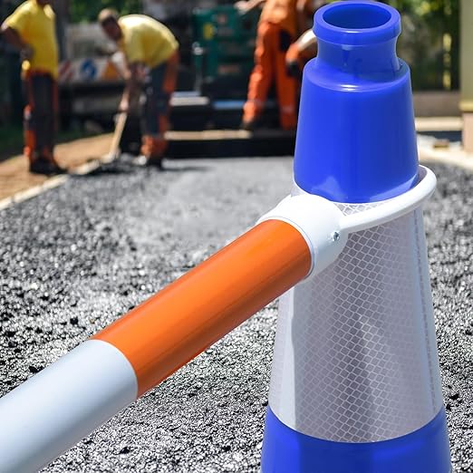 6 Pack 28" Large PVC Traffic Cones with Heavy-Duty Black Base, Garage Parking Lot Cones Structurally Stable Weatherproof Road Construction Safety Cones (6, Blue, 28" Large)