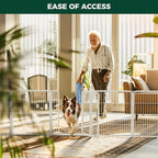FXW Dog Gate Extra Wide Designed for Indoor Use, Adjustable Width Up to 165-inch Wide (32" H 6 Wire Panels for Small and Medium Dogs), White