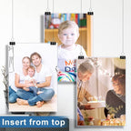 Henoyso 100 Pcs 11" x 17" Rigid Print Protectors, Heavy Duty Hard Plastic Sheet Page Protectors Crystal Menu Holder Clear Poster Sleeve Top Loading Frame for Magazine Photo Paper Poster Prints