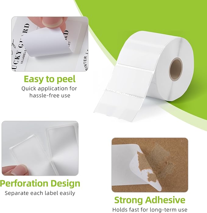 2.25"x 1.25" Direct Thermal Labels-Perforated Barcodes, Shipping Label Paper, Compatible with Zebra & Rollo Printers（10 Rolls，1000 Labels/Roll）