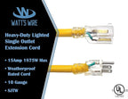 10 ft 10 Gauge Extension Cord - Outdoor Extension Cord Waterproof - Heavy Duty Outdoor Extension Cords 10 ft - Watts Wire - 10' Grounded