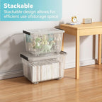 Nazhura 97 Quart Plastic Storage Bin, Stackable and Nestable Storage Boxes with Lids and Secure Latching Buckles, Large Storage Container (Clear, 97Quart-4Pack)