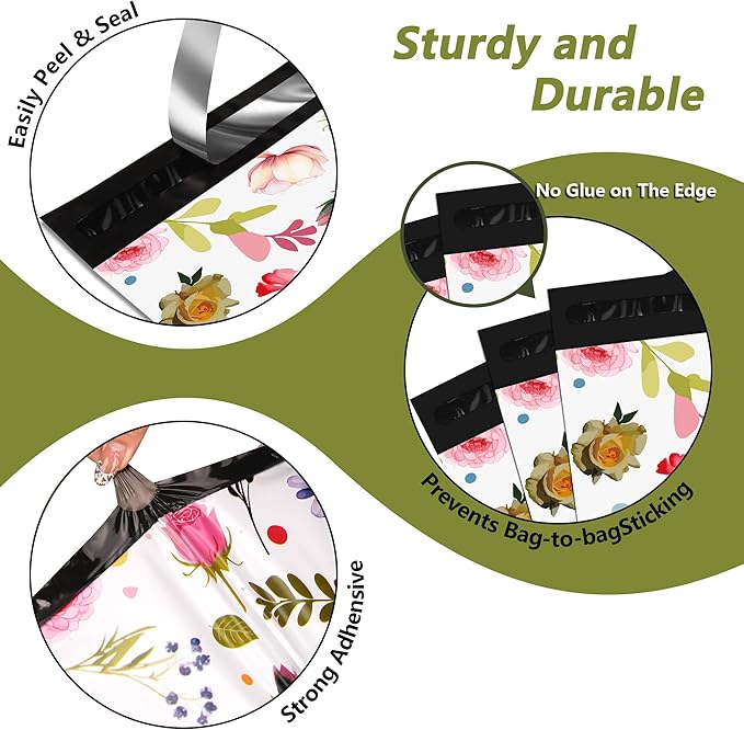 Poly Mailers 10x13 Inch 100 Pcs - Bud Printed Shipping Bags, 2.4mil Thickness, Waterproof and Tear Resistant Mailing Envelopes, Self-Sealing Packaging Bags for Small Business