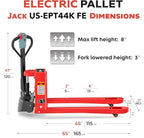 Full Electric Power Pallet Jack – Standard Duty Pallet Truck 4400 Lb Capacity, 48” L x 27” W Fork Size, Plug-in 48V/15A Lithium Battery – Max Lift Height 7.8 Inch - 2 Pack