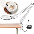 10X Magnifying Glass with Light and Stand,LED Dimmable Lighted Desk Lamp with Clamp,Magnifier Hands Free-Adjustable Stainless Steel Arm,for Crafts Hobbies Reading Painting Sewing Diamond Close Work