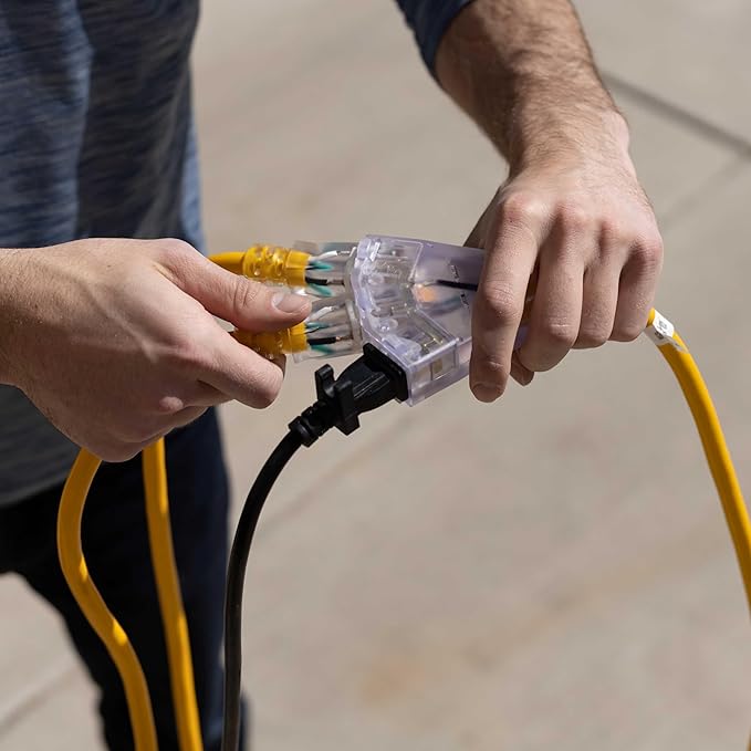 100 ft 10 Gauge Extension Cord - Outdoor Extension Cord Waterproof - Heavy Duty Outdoor Extension Cords 100 ft with Multiple Outlets - Watts Wire - 100' Grounded - extensiones electricas