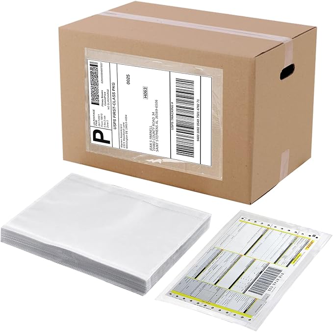 RyhamPaper Packing List Envelopes, Clear 7.5" x 5.5" Self Adhesive Shipping Labels Envelope Pouches (200 PCS)