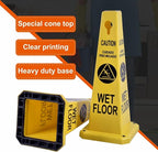 26.5" Caution Cones, 4-Sided Visible Safety Signs with Heavy Rubber Base, Warning for Slip & Fall Prevention, Indoor/Outdoor Use (4, Wet Floor Caution-Yellow, 26.5 inch)