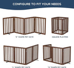 Homykic Bamboo Freestanding Dog Gate, No Assembly Pet Gate Indoor, 24”H x 75”W Extra Wide Foldable Puppy Barrier Fence with Support Feet for The House, Doorways Stairs, 4 Panels, No Drillings, Walnut