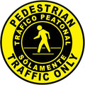 Spanish Safety Signs Floor Decals Pedestrian Traffic Only Yellow Anti-Slip Round Shape Business Industrial Stickers 24Inches Longer Side