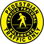 Spanish Safety Signs Floor Decals Pedestrian Traffic Only Yellow Anti-Slip Round Shape Business Industrial Stickers 36Inches Longer Side