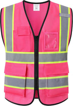 Safety Vest for Men Women,Mesh High Visibility Construction Work Vest with Reflective Strips,Meets ANSI/ISEA Standards(EK175-Mesh-Hot Pink-L)