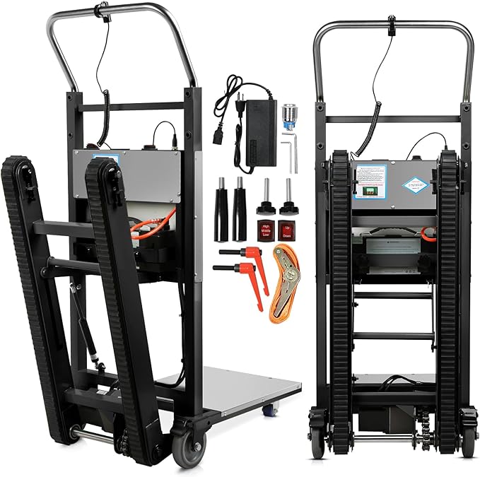 1250W Electric Stair Climbing Dolly - 900lbs Capacity, 3-Mode Folding Hand Truck W/Telescopic Handle, Non-Slip Wheels for Moving Furniture, Appliances (Black)