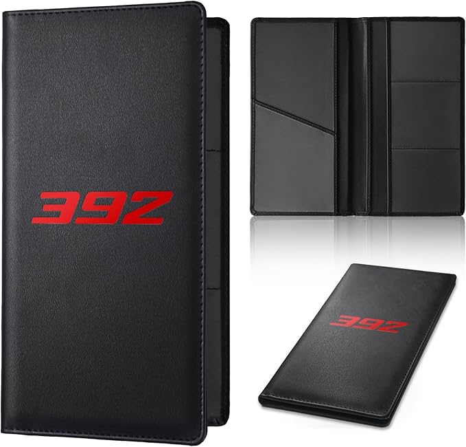Leather Car Registration and Insurance Cards Holder Compatible with Dodge Challenger Durango SRT 392 Cars, Vehicle Glove Box Car Organizer with Magnetic Shut, Documents License for 392 Owners