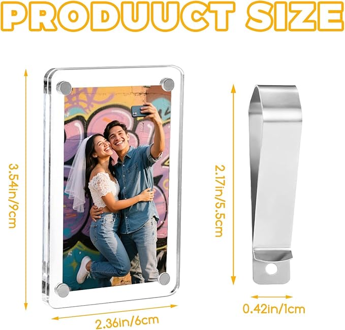 Visor clips for cars,Car picture holder.Acrylic car picture frame for car accessories. Universal magnetic car visor photo clip for adding family or personal photos,Gifts for Christmas.