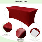 Obstal 6 Pack Stretch Spandex Red Table Covers for 6 Foot Tables - 6 FT Universal Rectangular Fitted Tablecloth Protector for Wedding, Banquet, Party, 72 Length x 30 Width x 30 Height Inches
