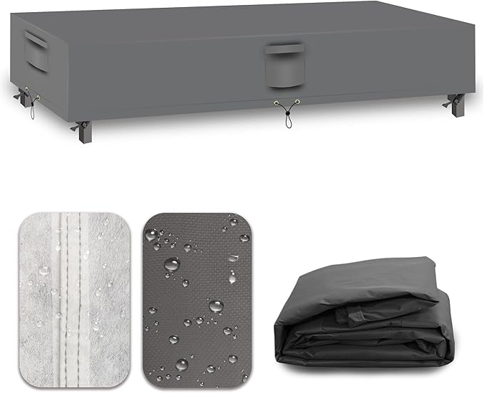Heavy Duty Patio Furniture Covers Waterproof, 600D Outdoor Furniture Cover Waterproof for Sectional Sofa Couch, Outdoor Dining Table and Chair Set Covers 138''L x 86''W x 28''H, Grey