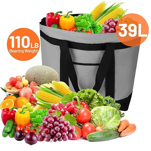 Insulated Reusable Tote Bag for Grocery Shopping for Women/Men, Pizza/Food Delivery Bag to Keep Food Cold/Hot for Professional Catering, Cooler bags for Travel/Beach/Picnic, Grey, 3-Pack