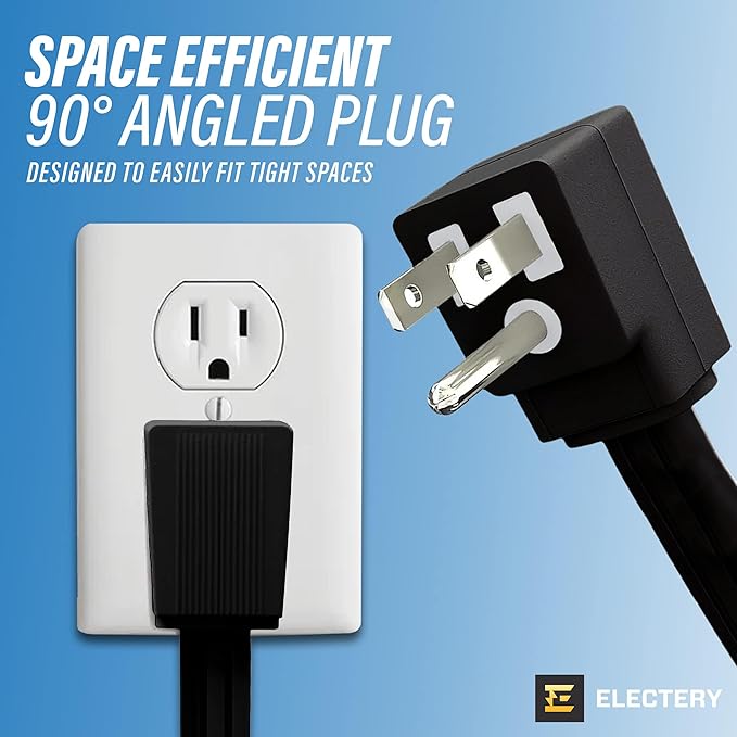 25 ft Heavy Duty Appliance Extension Cord, 14 AWG, 15A 125V 1875W, 3 Prong Flat Plug, ETL Listed, Short Power Extension Cable for Air Conditioner, Refrigerator, Microwave, Indoor Use, Black