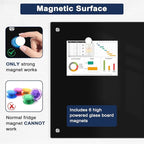 Black Dry Erase Board, 8' x 4' Magnetic Glass Whiteboard for Wall,96" x 48" Large Black Glass Magnetic Board with 1 Marker Tray and 10 Magnets for Office, Home, Classroom