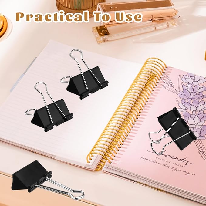 Large Heavy Duty Clips 2 Inch Black Extra Large Paper Clips Big Size Paper Clamps Metal Clips for Binder Clips Office and Home Supplies - 72 Pcs