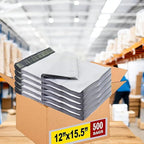 iMBAPrice 500 - 12 x 15.5 Premium Matte Finish White Poly Mailers Envelopes Bags (iMBA-5PM-500)