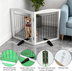 Dog Fence Indoor - 2-Panel Freestanding Dog Gate for Doorways, Hallways, House or Stairs -40x32-Inch Retractable Foldable Expandable Wood Pet by SFJC (White)