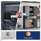 Yizosh Metal Garage Storage Cabinet with Locking Doors and Adjustable Shelves, 71" Steel Tool Storage Cabinet with 1 Drawer for Garage,Office,Warehouse (Gray Black)