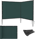 Patio 6' x 12' Outdoor Privacy Screen Freestanding Temporary Fence Panels Net Cover with Metal Poles for Outside Backyard Pool Garden Air Conditioner Fencing, Green