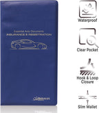 Andalus Auto Registration & Insurance Card Holder Pack of 2, Waterproof Essential Car Registration Holder with Hook & Loop Closure, Perfect for Every Vehicles Glove Boxes (Blue - 9.5" x 5.15")