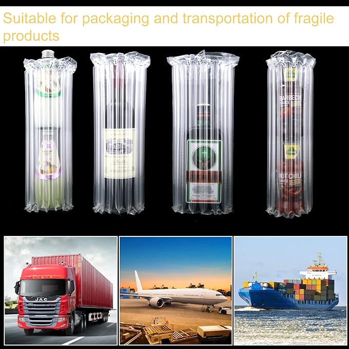 2PCS 13.7 Inch x 164 Feet Bubble Cushioning Wrap Roll, Large Bubble Air Bubbles for Packaging Moving Shipping Delivering with Free Pump, Inflatable Air Column Bubble Bag Wine Bottle Protector
