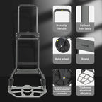 Leeyoung Folding Hand Truck and Dolly, 264 Lb Capacity Heavy-Duty Luggage Trolley Cart with Telescoping Handle and PP+EVA Wheels
