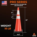 GECCO ™ (216 Cones per Pallet) 36 Inch 10 Lb Heavy Tall Orange Traffic Cones in Bulk | Large Safety Cones, Orange Cones, Parking Cones, Construction Cones | PVC Plastic & Black Base - [PRO Series]