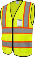 Hi Vis Vest for Men Women High Visibility Mesh Vest with 5 Pockets,Safety Vest with Reflective Trips, Breathable,(GR720-Yellow,4XL).