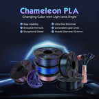 FLASHFORGE PLA Filament 1.75mm +/- 0.02mm Upgraded Nebula Purple, Color Changeable 3D Printer Filament 1kg, Chameleon 3D Printing Filament Changing Colors with Light, Perfectly Conceals Layer Lines