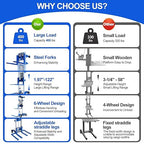 122" 400lbs Material Lift Winch Stacker with Upgrade Winch, Hand Winch Lift Truck with Adjustable Straddle Leg, Manual Material Lifter Pallet Stacker for Contractor, Workshop, Industrial