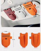 Sunglasses Holder for Car Visor, Magnetic Leather Glasses Eyeglass Clip, With Ticket and Pen Clip (Grey)