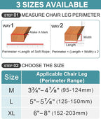 24 Pcs Chair Leg Floor Protectors Rectangle, Silicone Felt Furniture Leg Pads Caps Covers for Hardwood Floors (Fit Perimeter 6" to 8")