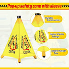 20 Pcs Pop up Wet Floor Sign with Storage Tube 20 Inch Wet Safety Signs Commercial Caution Safety Cone Pop up Caution Sign for Commercial Stores Grocery Restaurant Restroom Office Use