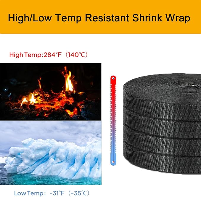 Heat Shrink Braided Sleeving 2:1 Shrinkable Fabric Cable Sheathing Wire Tubing Management Abrasion Protectors Flexibility 5/8" ID-9FT