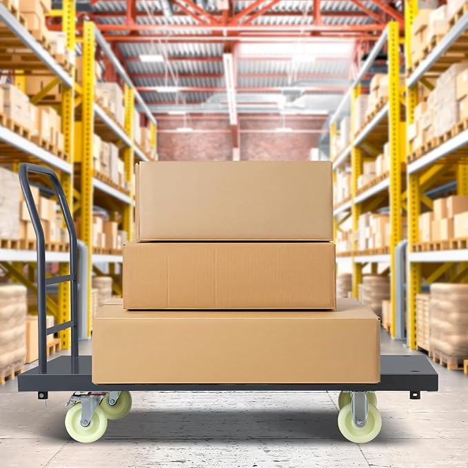 Heavy Duty Platform Truck, Industrial Panel Truck Cart 360 Degree Swivel Wheels, Flatbed Cart Add Reinforcing Steel Bar with 2500 Lbs Capacity, 47X 24 Inch