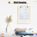 Hongri Plastic Clipboard with Pen Holder, Yellow 8.5x11 Letter Size Clip Board for Classroom, Office, Students, Nurses and Women, Low Profile Clip, Size 12.5 x 9 in(Pack of 2)