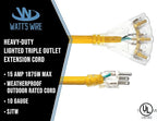 10 ft 10 Gauge Extension Cord - Outdoor Extension Cord Waterproof - Heavy Duty Outdoor Extension Cords 10 ft with Multiple Outlets - Watts Wire - 10' Grounded