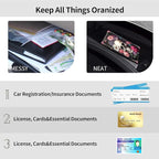 Car Registration & Insurance Holder, Leather Glove Box Organizer, Cool Accessories for ID, Driver's License Cards & Essential Documents, Men & Women's Business Cards, Rose Skull Flower