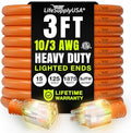 3ft Outdoor/Indoor Extension Cord 10/3 Gauge Ultra Heavy Duty 3 Prong SJTW, Waterproof, ETL Listed, Flexible Cold-Resistant Long Power Cord,15A 125V 1875W, Orange by LifeSupplyUSA